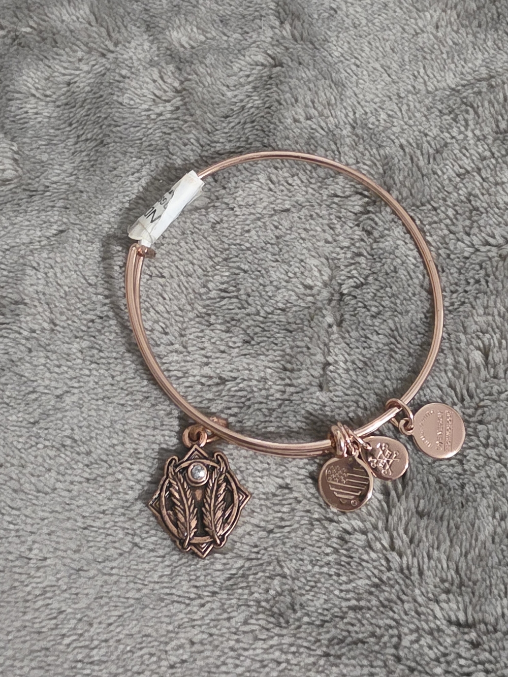 Rose Gold Godspeed Charm Bangle Bracelet with Decorative Pendant